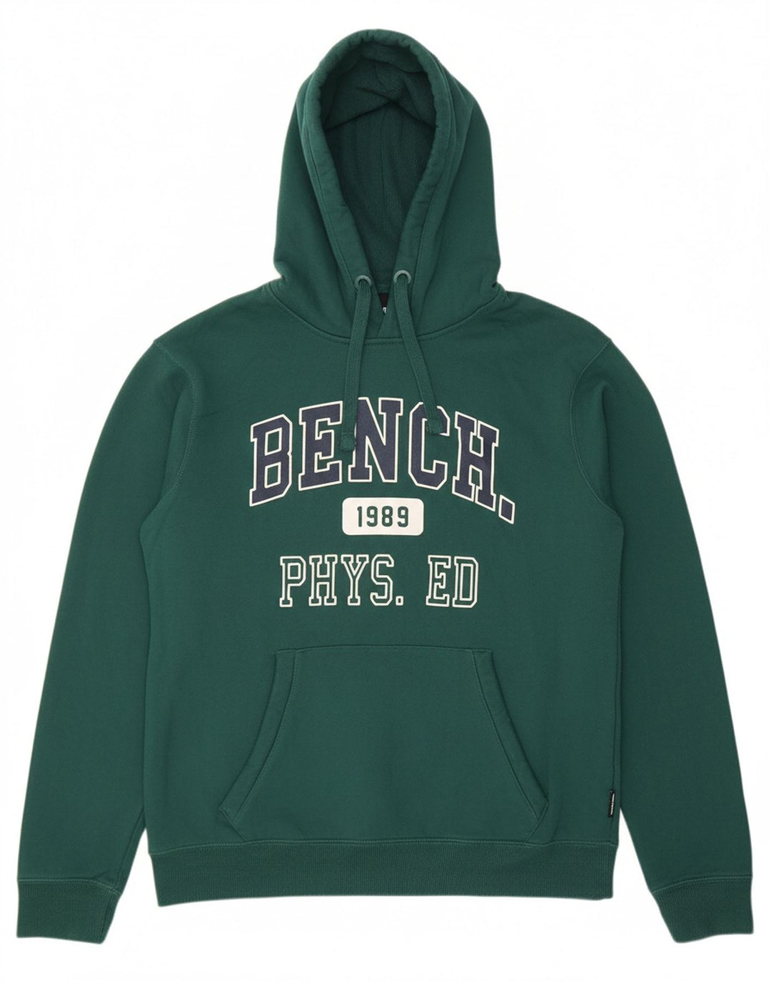BENCH Mens Graphic Hoodie Jumper EU 52 Large Green Cotton