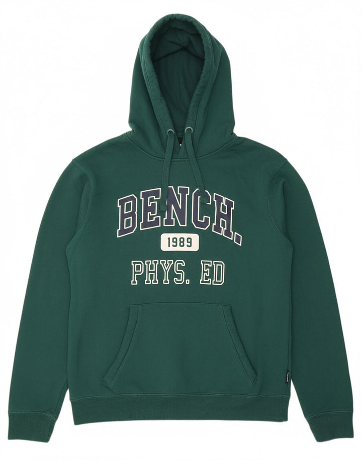 BENCH Mens Graphic Hoodie Jumper EU 52 Large Green Cotton
