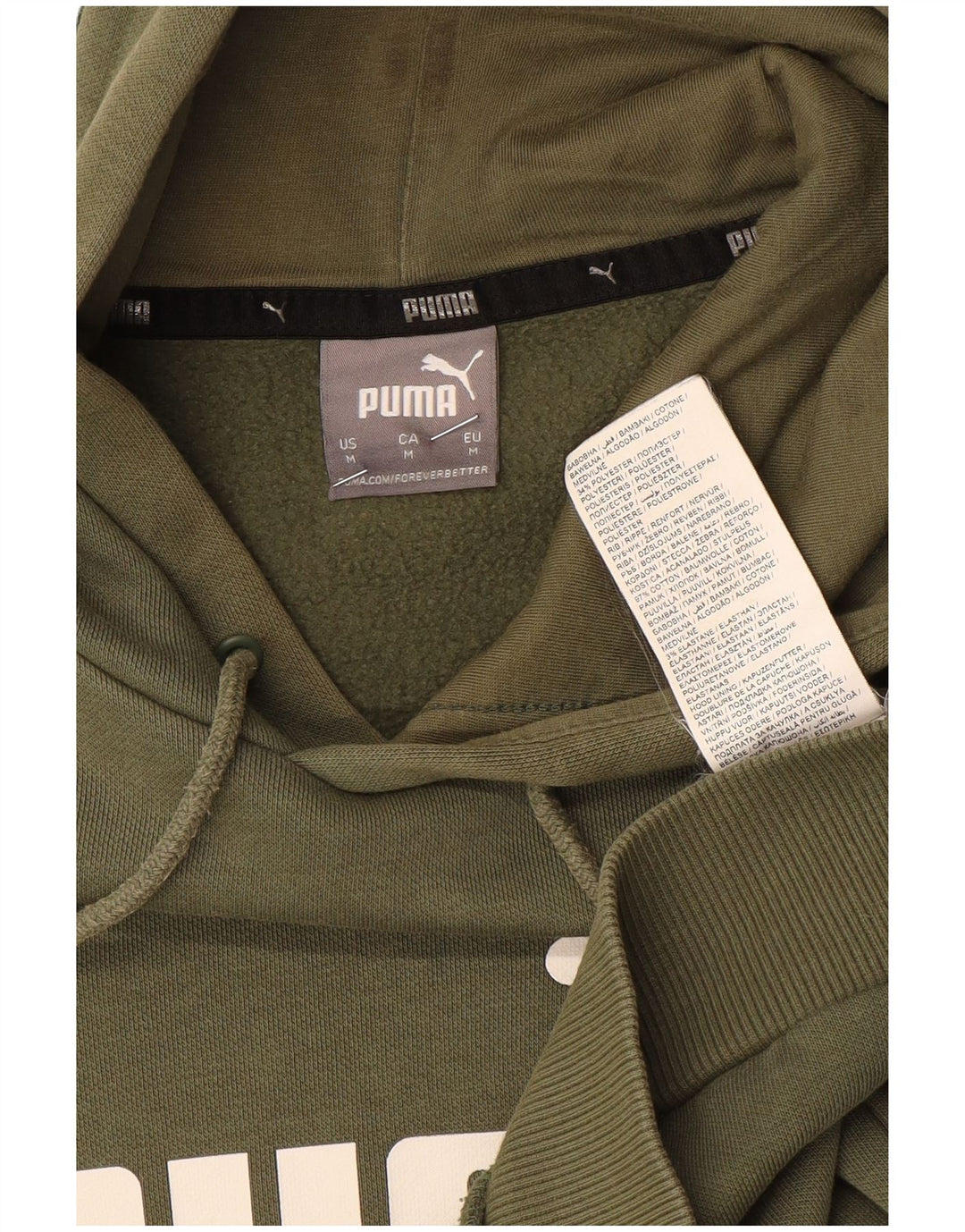 Puma Mens Graphic Hoodie Jumper Medium Khaki Cotton