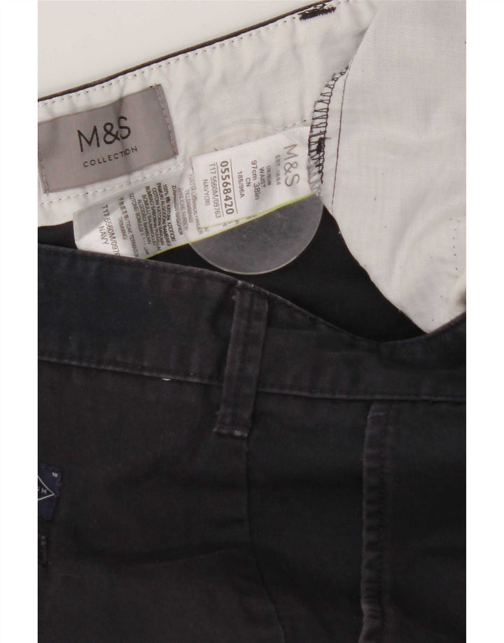 Marks & Spencer Mens Chino Shorts W38 XL Navy Blue Cotton