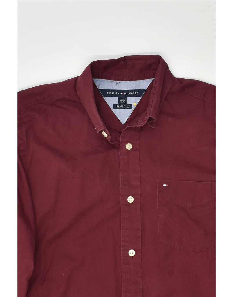 TOMMY HILFIGER Mens Classic Fit Shirt XS Maroon Cotton | Vintage Tommy Hilfiger | Thrift | Second-Hand Tommy Hilfiger | Used Clothing | Messina Hembry 