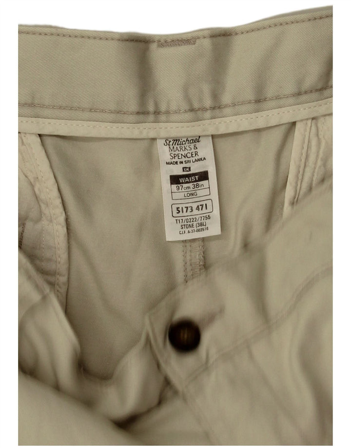 Marks & Spencer Mens Pegged Chino Shorts W38 XL Beige Cotton