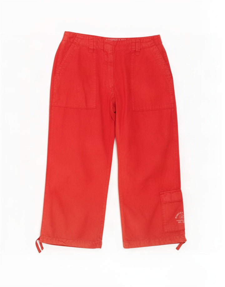 Murphy & Nye Womens Capri Cargo Trousers W33 L22 Red Cotton