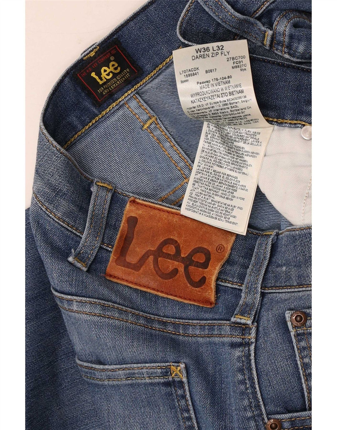 Lee Mens Daren Zip Fly Slim Jeans W36 L32 Blue Cotton