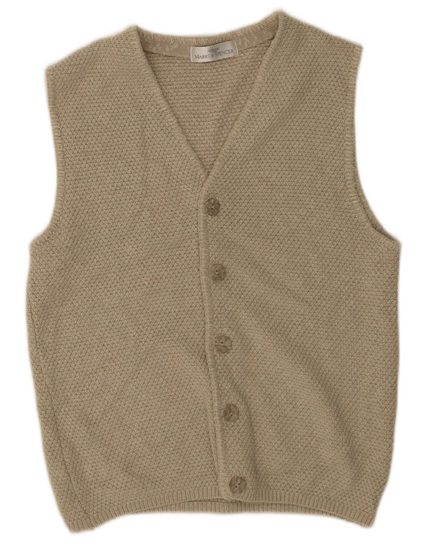 Marks & Spencer Womens Sleeveless Cardigan Sweater UK 10 Small Green
