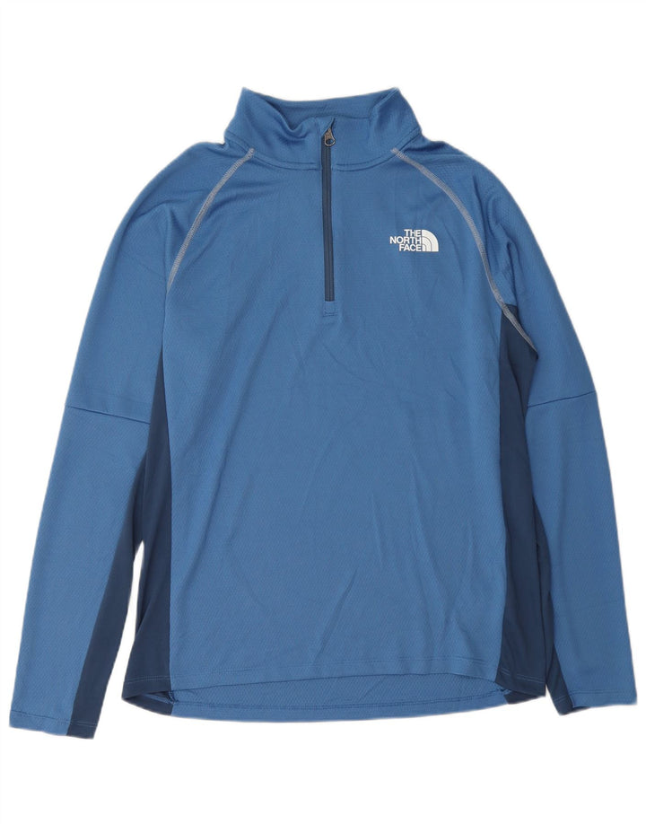 The North Face Mens Zip Neck Pullover Tracksuit Top Medium Blue Colourblock