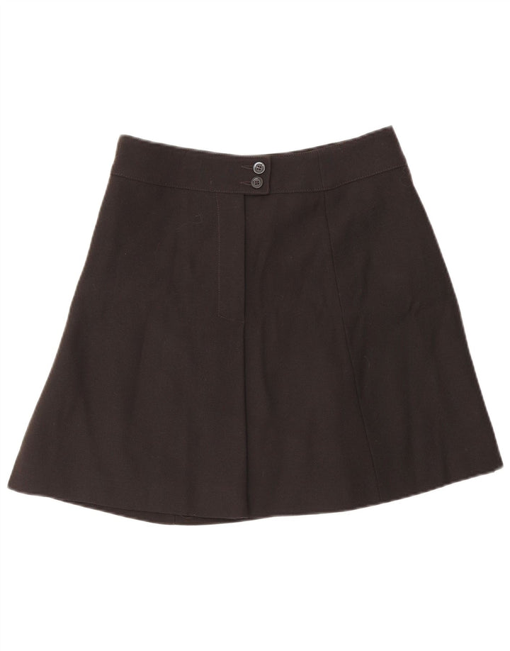 Vintage Womens Mini Skirt W28 Medium Brown Virgin Wool