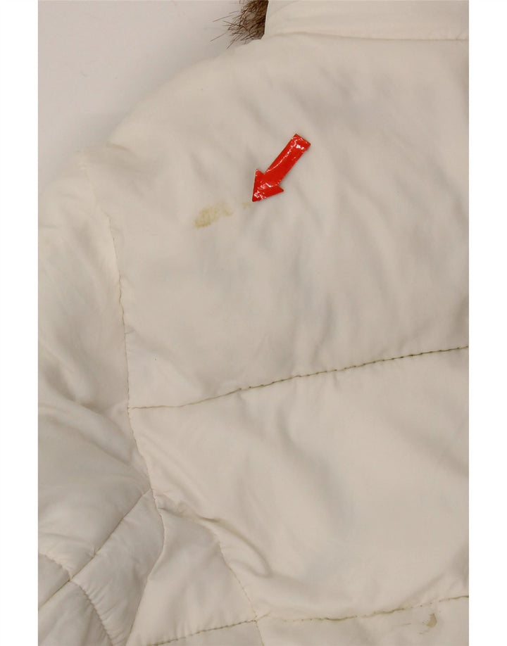 Zara Womens Hooded Padded Jacket UK 10 Small White Polyamide