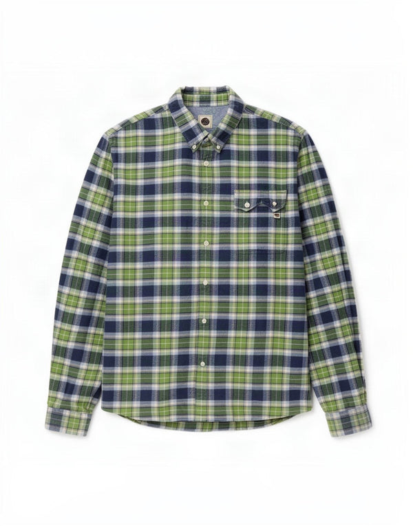 Pretty Green Mens Slim Fit Flannel Shirt Large Check Cotton