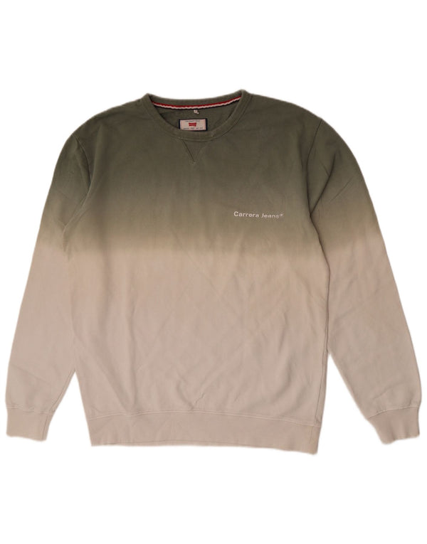 Carrera Mens Sweatshirt Jumper Large Green Colourblock Cotton