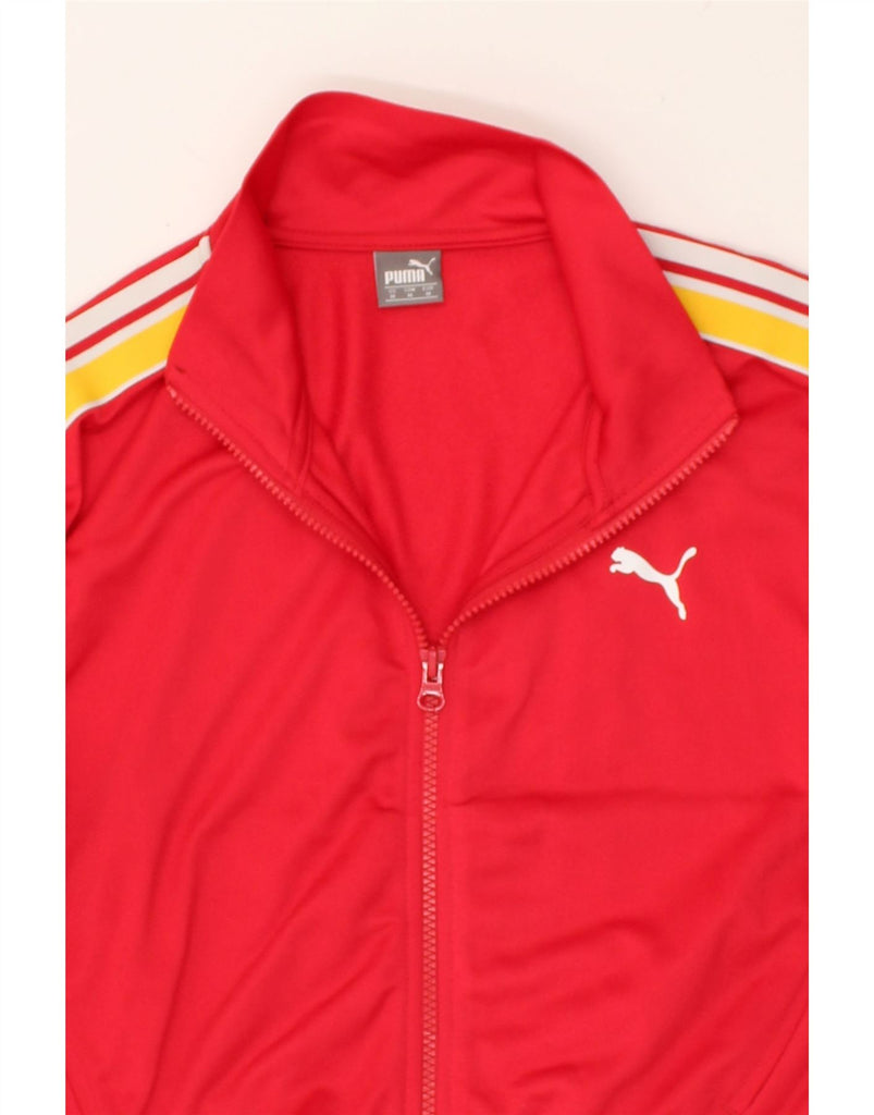 PUMA Womens Graphic Crop Tracksuit Top Jacket UK 14 Medium Red Polyester | Vintage Puma | Thrift | Second-Hand Puma | Used Clothing | Messina Hembry 