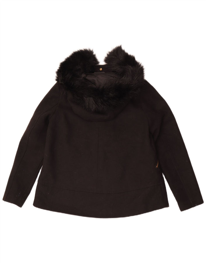 Zara Womens Hooded Bomber Jacket UK 10 Small Black Polyester