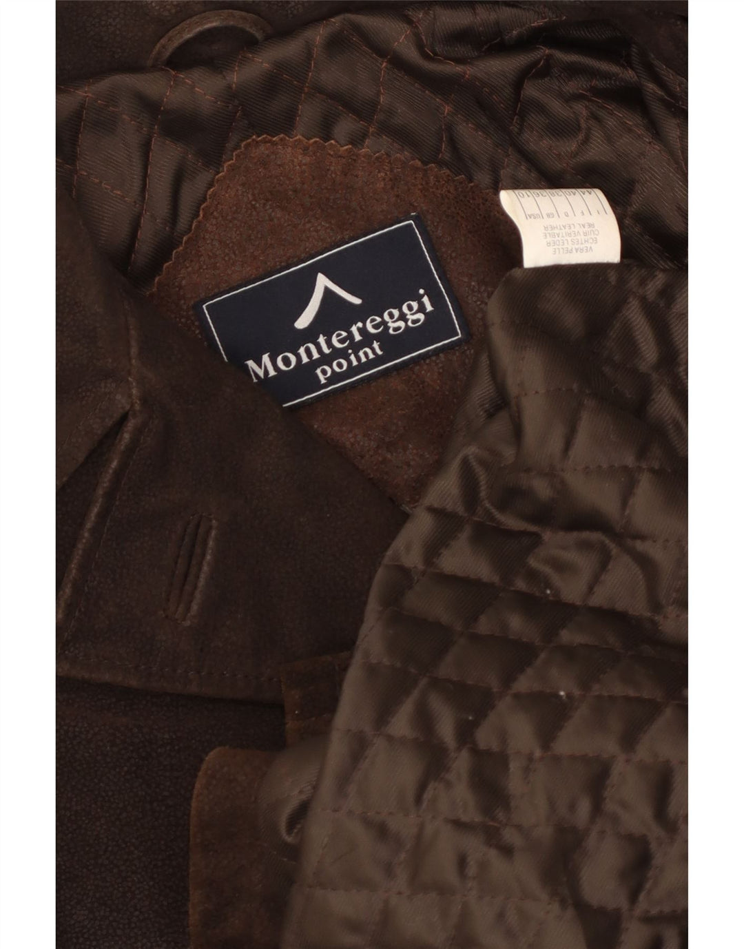 Montereggi Womens Suede Double Breasted Coat UK 14 Medium Brown Leather