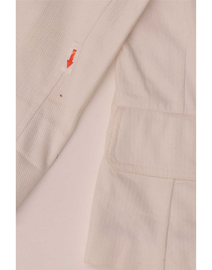 Marks & Spencer Womens 3/4 Sleeve 2 Button Blazer Jacket UK 14 Medium White