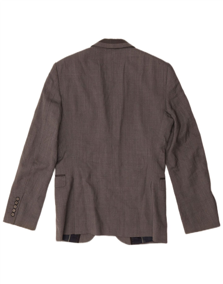 Zara Mens 2 Button Blazer Jacket UK 38 Medium Grey Wool
