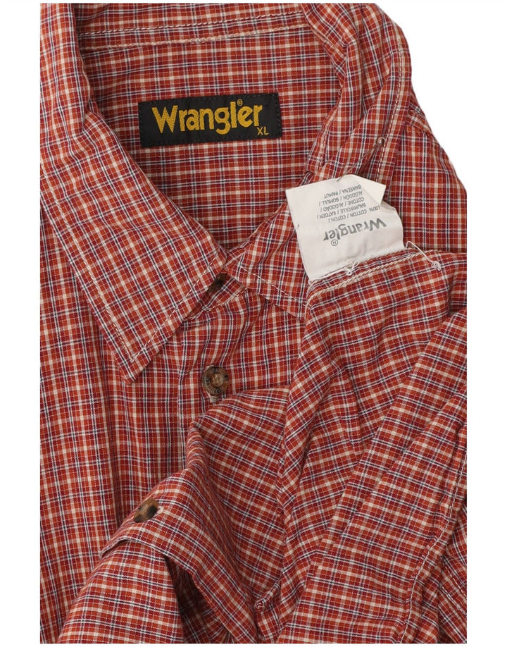 WRANGLER Mens Short Sleeve Shirt XL Red Check Cotton