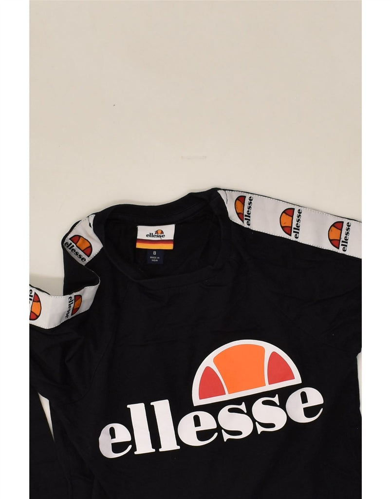 ELLESSE Girls Graphic Top Long Sleeve 7-8 Years Black Cotton | Vintage Ellesse | Thrift | Second-Hand Ellesse | Used Clothing | Messina Hembry 