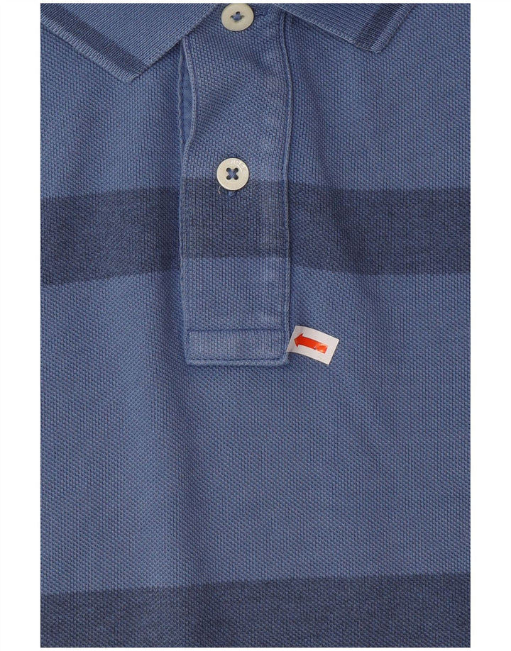 TOMMY HILFIGER Mens Slim Fit Polo Shirt 2XL Blue Striped Cotton
