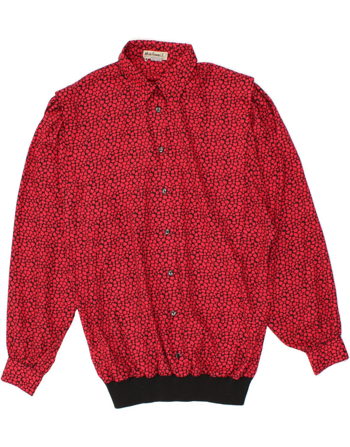 VINTAGE Womens Abstract Pattern Oversized Pullover Shirt IT 42 Medium Red Vintage Vintage and Second-Hand Vintage from Messina Hembry 