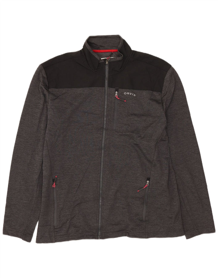 ORVIS Mens Tracksuit Top Jacket Large Grey Colourblock Polyester