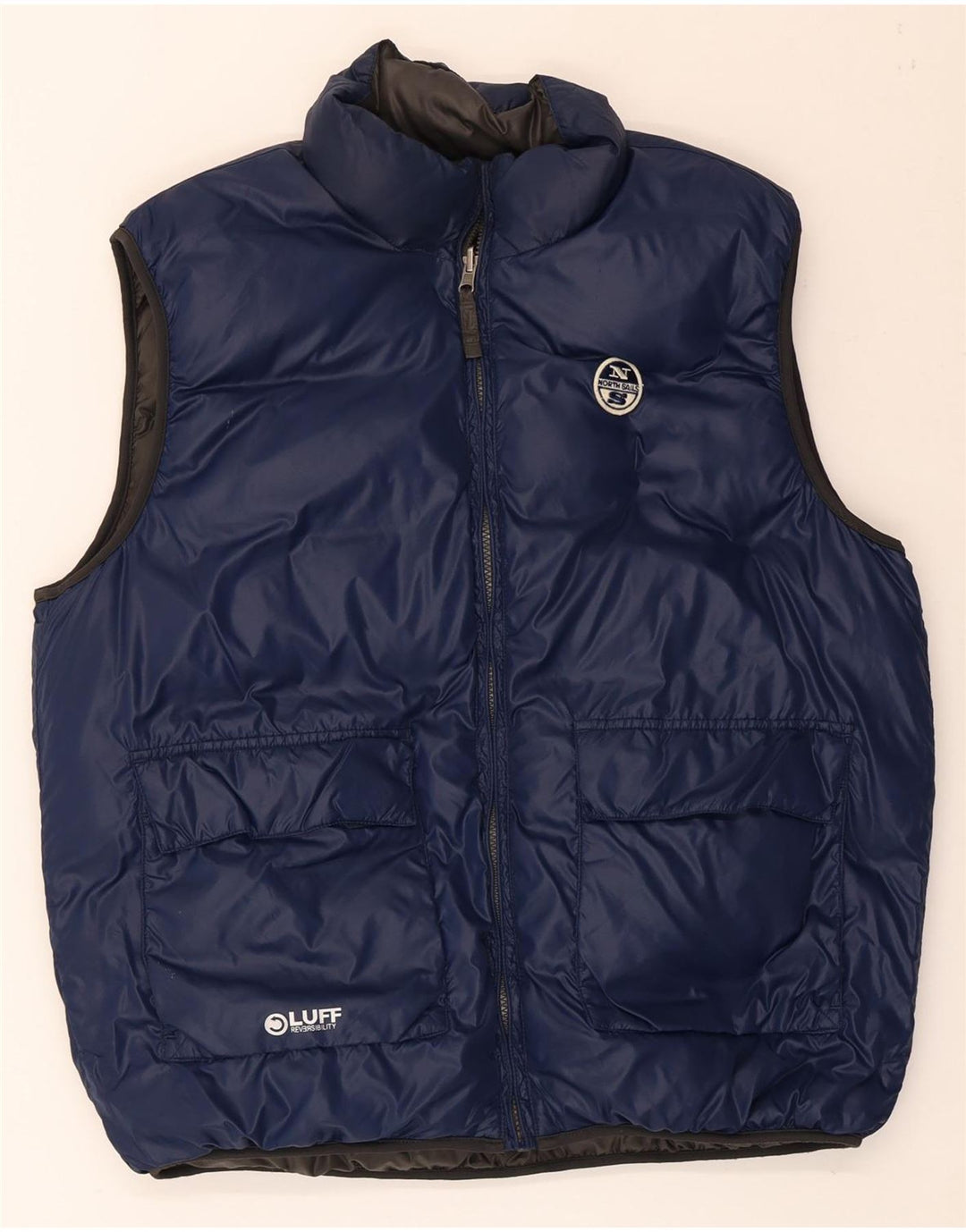 North Sails Mens Padded Reversible Gilet UK 42 XL Grey Polyamide