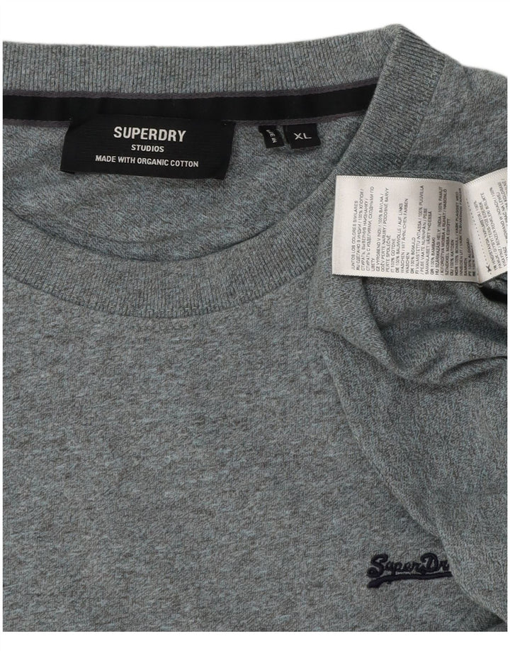 SUPERDRY Mens T-Shirt Top XL Grey Cotton
