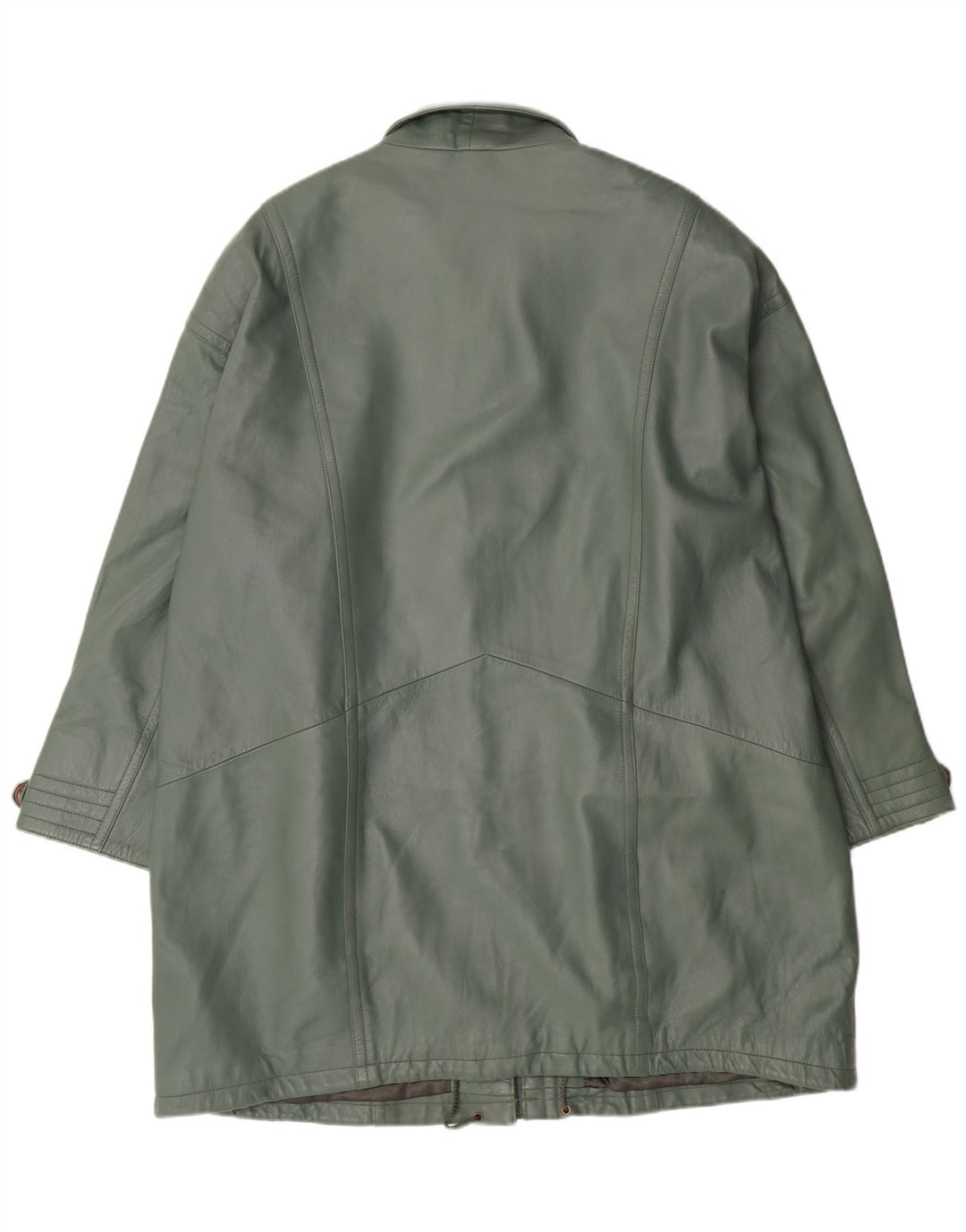 VINTAGE Womens Oversized Leather Coat IT 48 XL Green Leather
