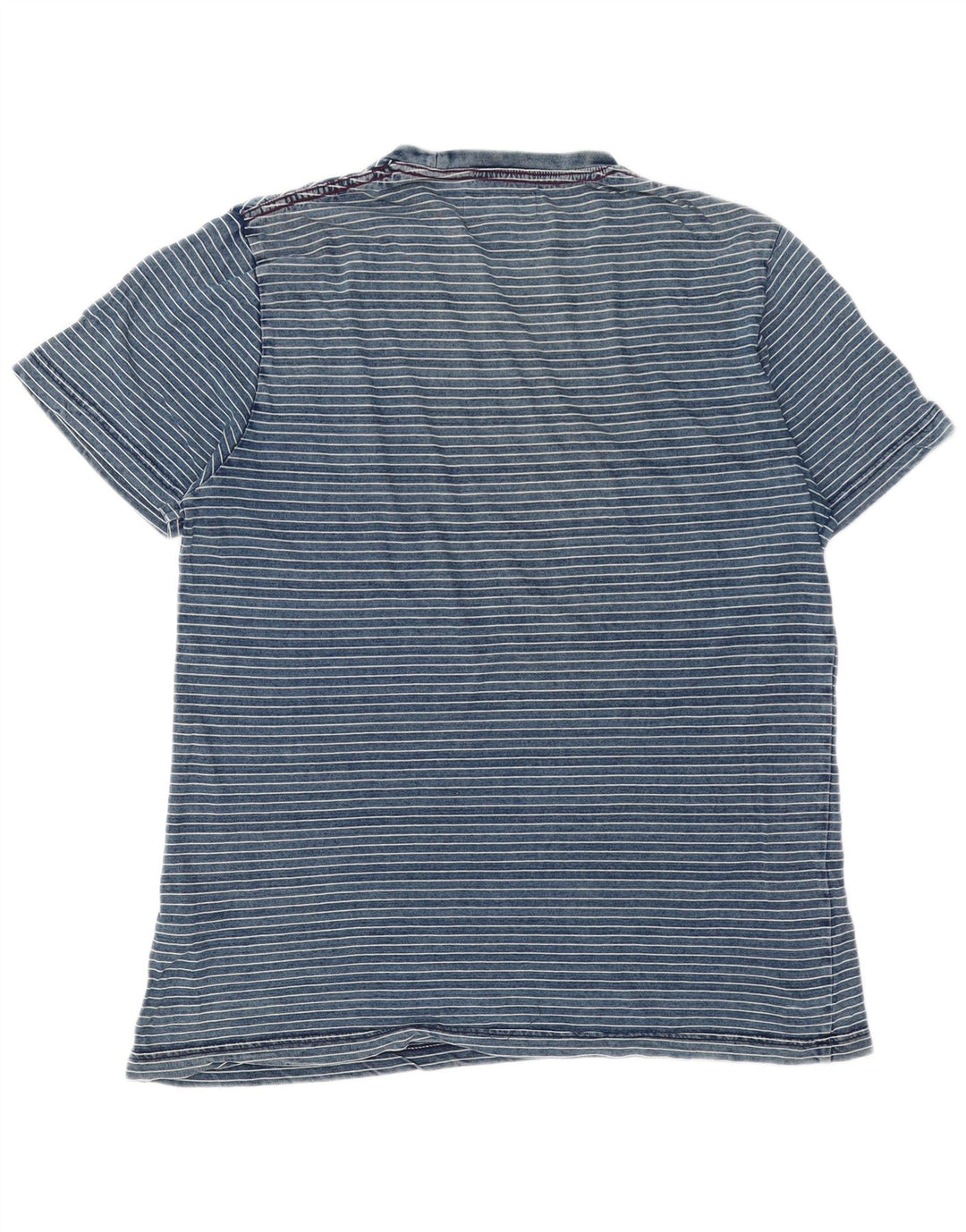 Penguin Mens T-Shirt Top Large Blue Striped Cotton