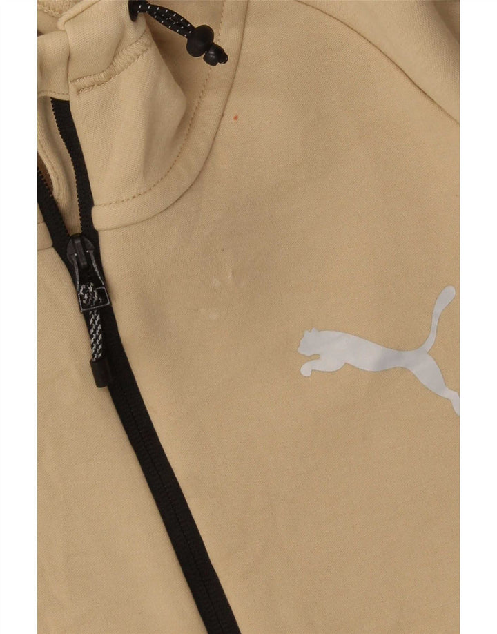 Puma Mens Zip Hoodie Sweater Medium Beige Cotton