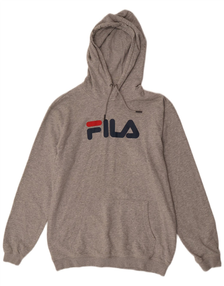 Fila Mens Graphic Hoodie Jumper XL Grey Cotton