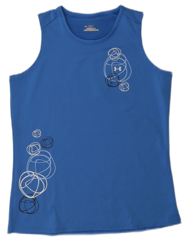 Under Armour Womens Heat Gear Graphic Vest Top UK 14 Medium Blue