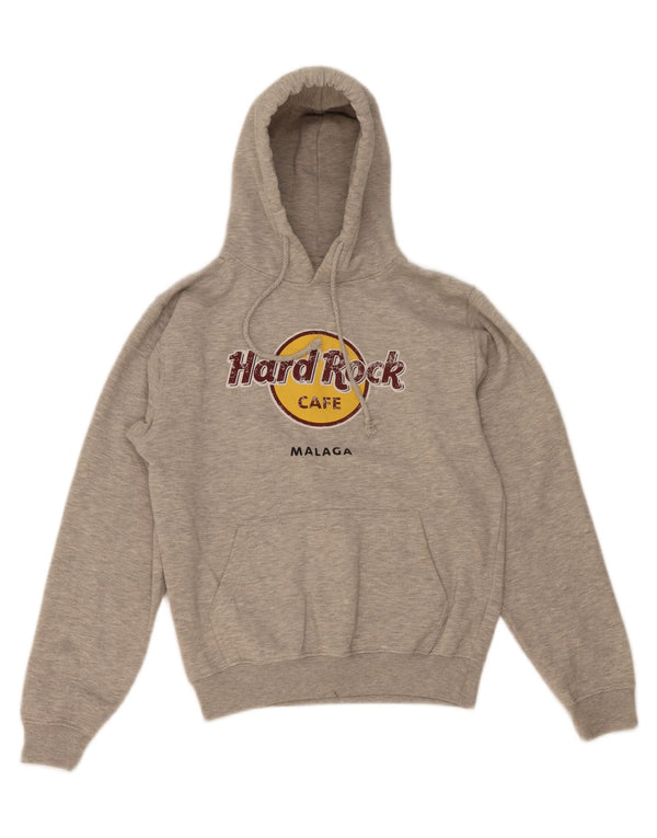 Hard Rock Cafe Mens Malaga Graphic Hoodie Jumper Medium Grey Flecked Cotton