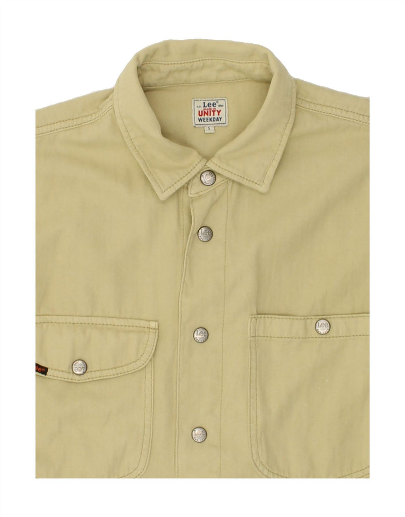 LEE Mens Shirt Small Beige Polyester | Vintage Lee | Thrift | Second-Hand Lee | Used Clothing | Messina Hembry 