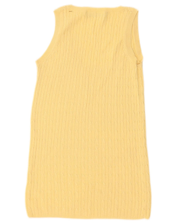 Zara Womens Vest Tank Top UK 12 Medium Yellow Cotton