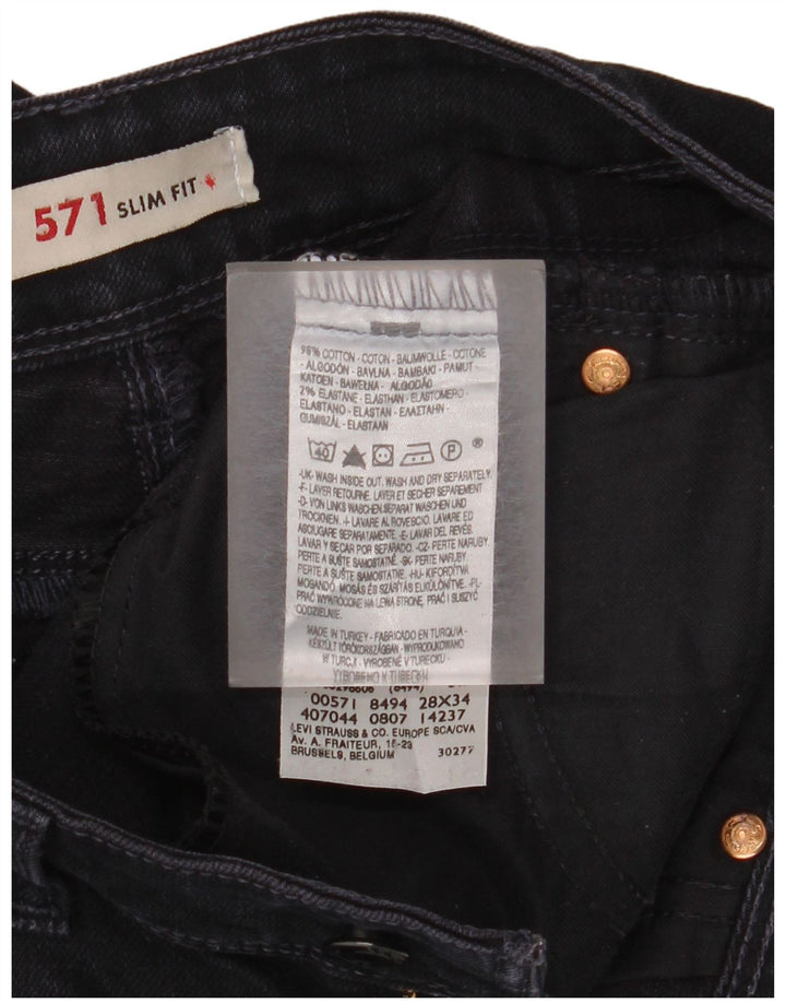 LEVI'S Womens 571 Slim Jeans W28 L29 Navy Blue Cotton