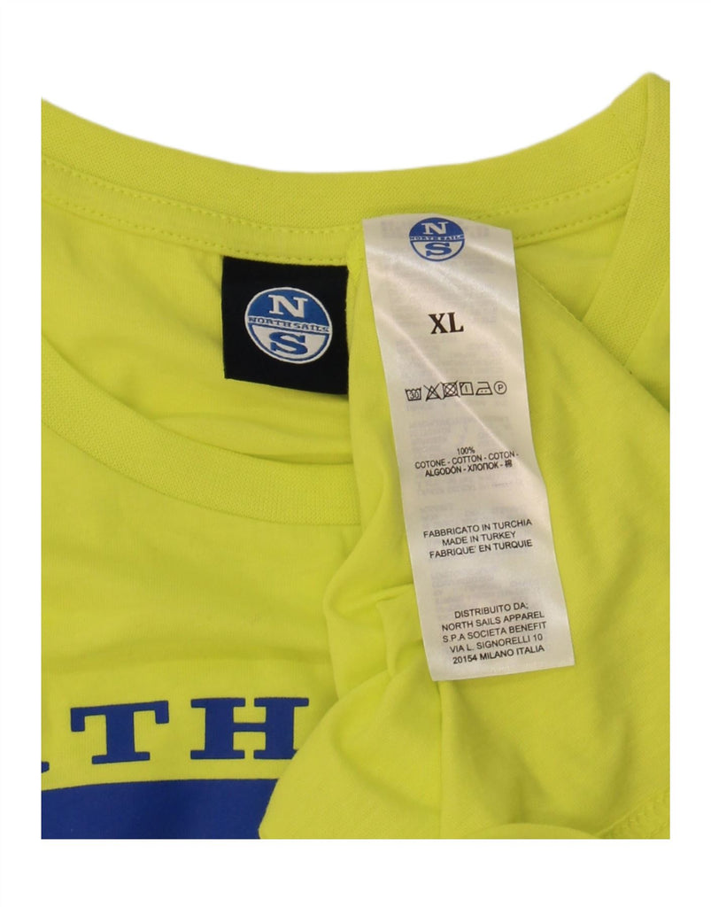 NORTH SAILS Mens Graphic T-Shirt Top XL Yellow Cotton Vintage North Sails and Second-Hand North Sails from Messina Hembry 