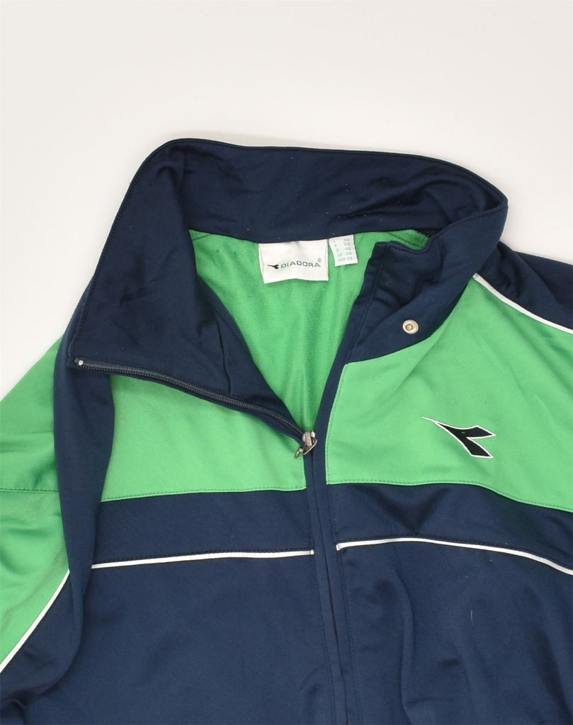 DIADORA Mens Tracksuit Top Jacket IT 48 Medium Navy Blue Colourblock | Vintage Diadora | Thrift | Second-Hand Diadora | Used Clothing | Messina Hembry 