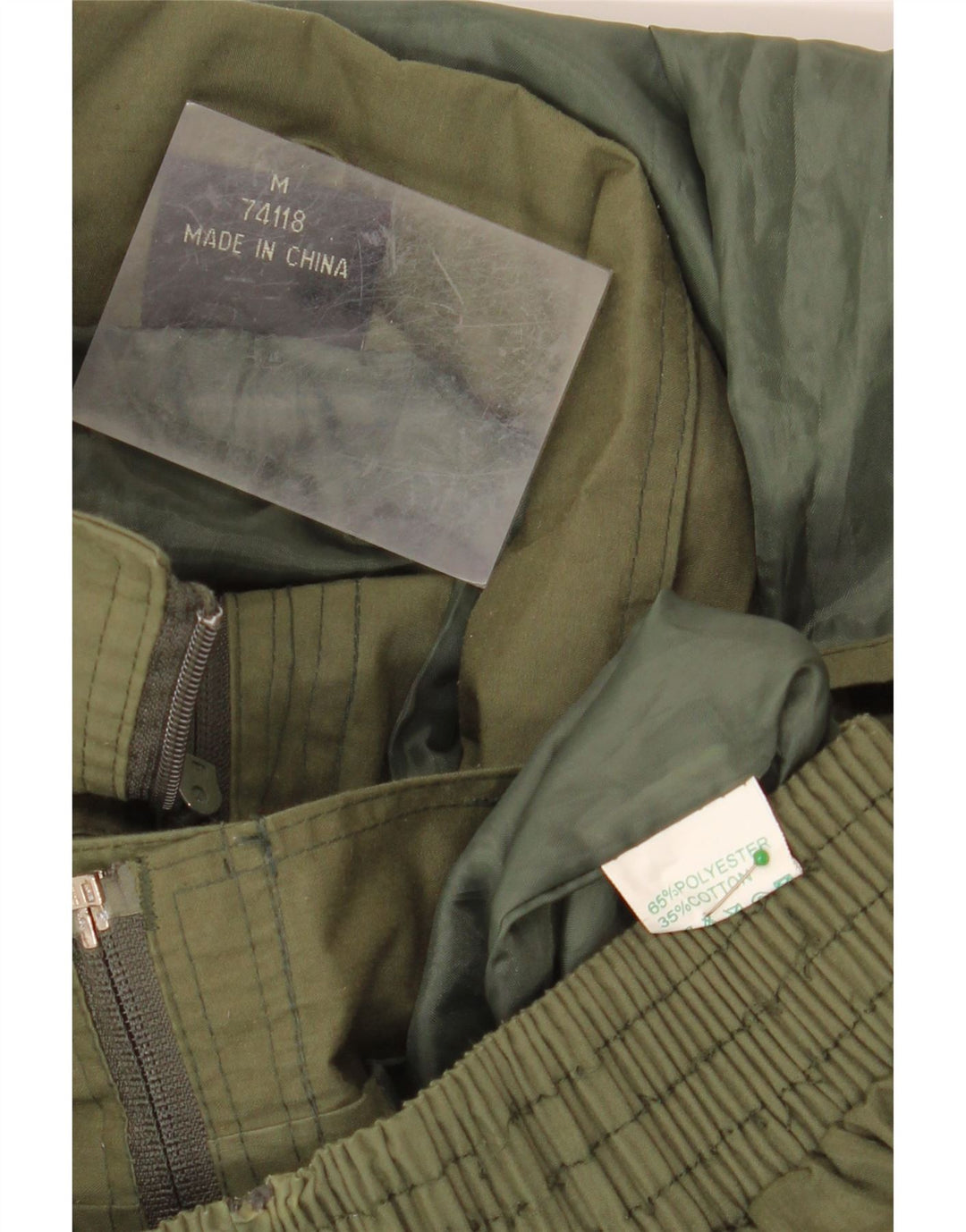 VINTAGE Mens Hooded Utility Jacket UK 38 Medium Khaki Polyester