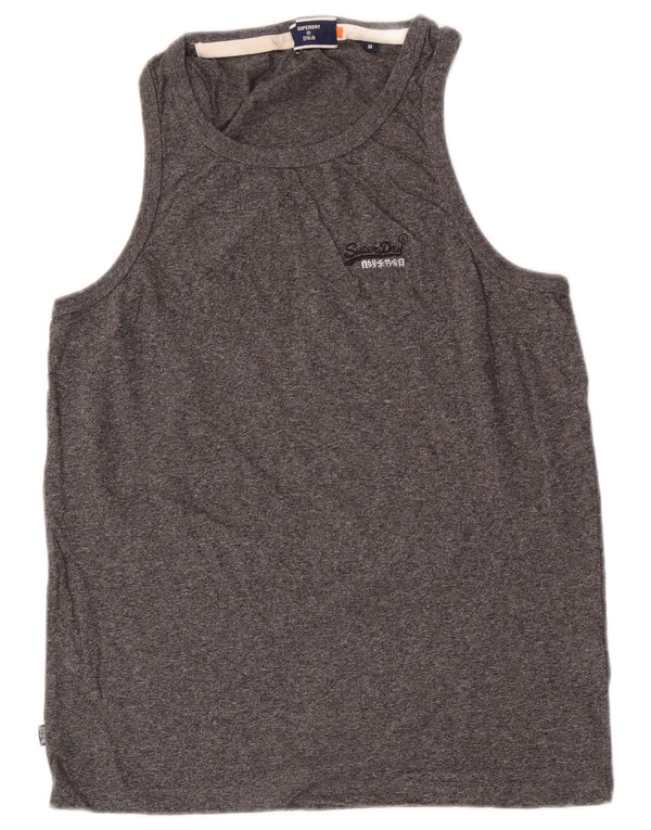 Superdry Mens Slim Vest Top Medium Grey Flecked Cotton