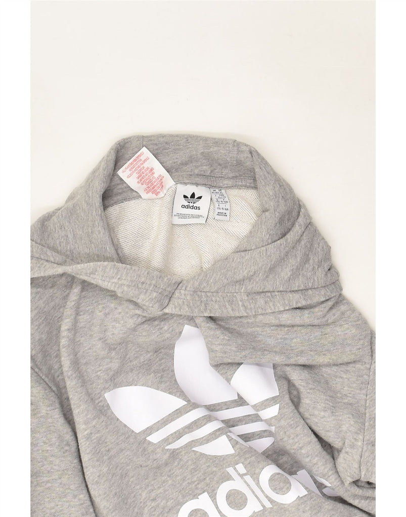 ADIDAS Girls Graphic Hoodie Jumper 15-16 Years Grey Cotton | Vintage Adidas | Thrift | Second-Hand Adidas | Used Clothing | Messina Hembry 