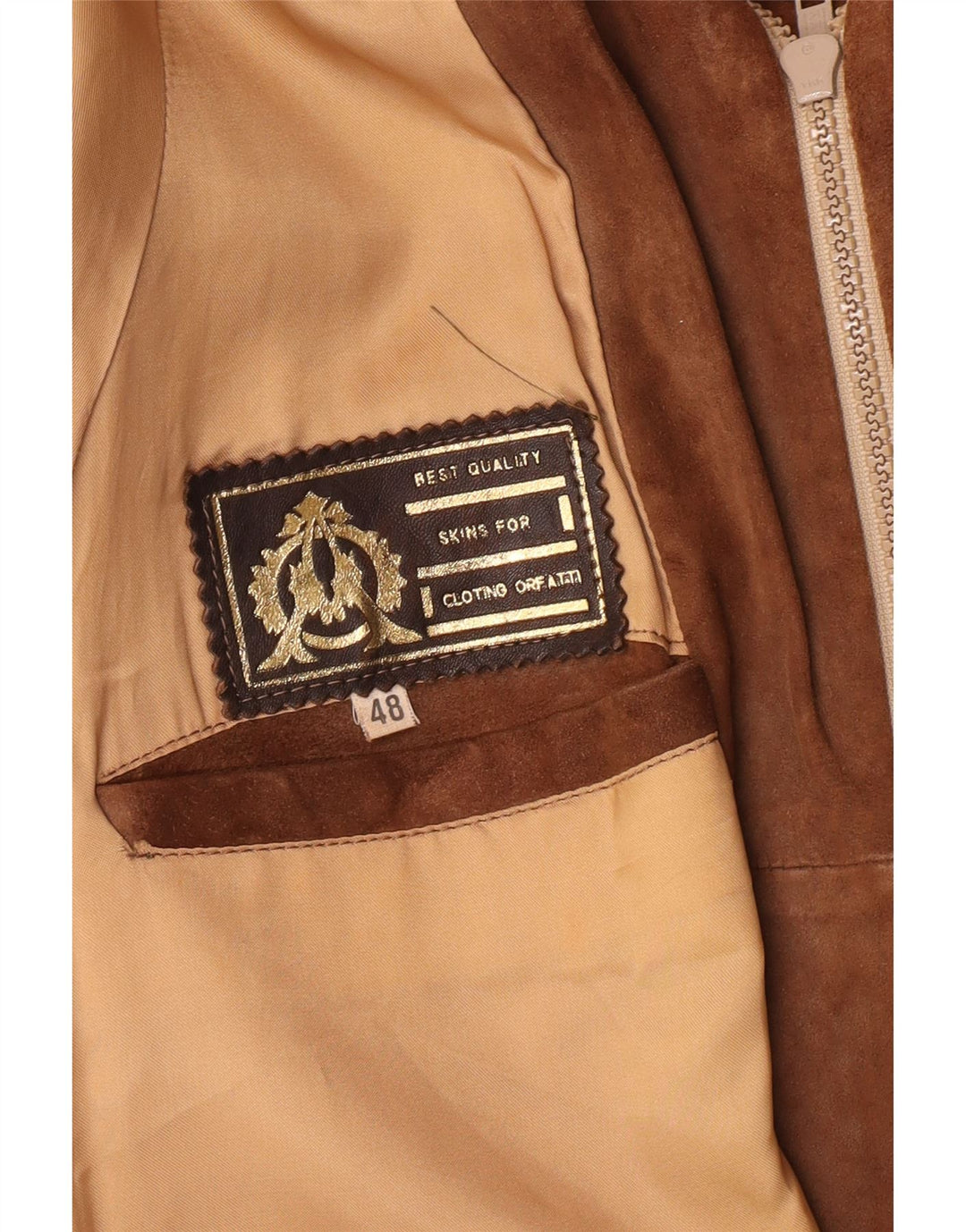 Vintage Mens Suede Bomber Jacket IT 48 Medium Brown Leather