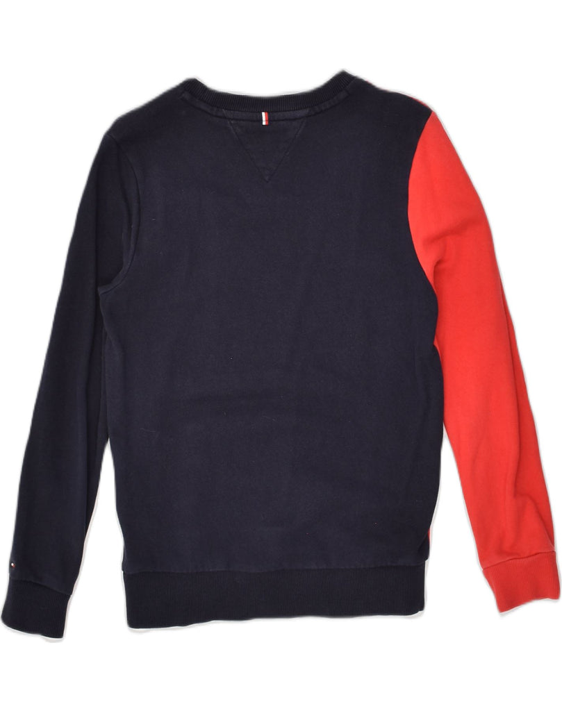 TOMMY HILFIGER Boys Sweatshirt Jumper 11-12 Years Red Colourblock Cotton | Vintage Tommy Hilfiger | Thrift | Second-Hand Tommy Hilfiger | Used Clothing | Messina Hembry 