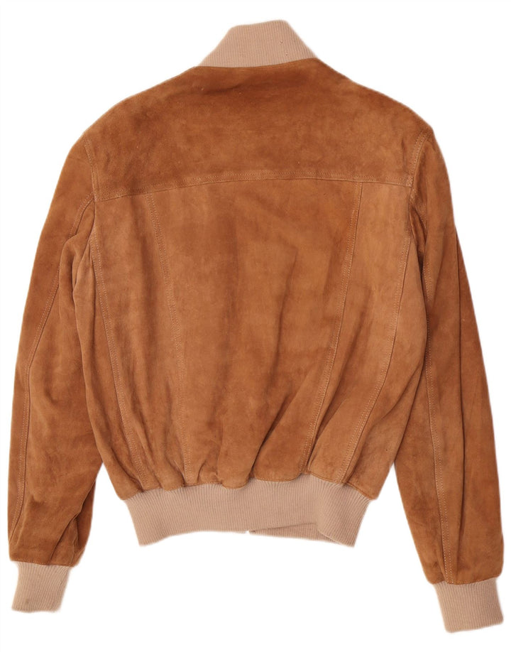 Liverpool Mens Suede Bomber Jacket UK 38 Medium Brown Colourblock Leather
