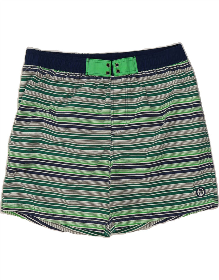 SERGIO TACCHINI Mens Swimming Shorts Large  Green Striped Polyester Vintage Sergio Tacchini and Second-Hand Sergio Tacchini from Messina Hembry 