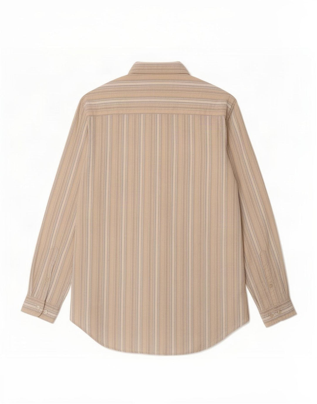 Marlboro Classics Mens Shirt Large Beige Striped Polyethylene