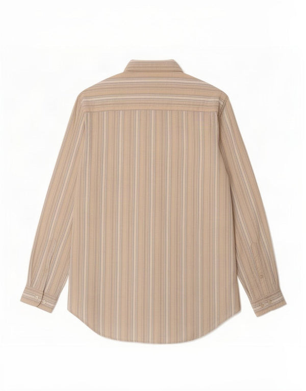 Marlboro Classics Mens Shirt Large Beige Striped Polyethylene