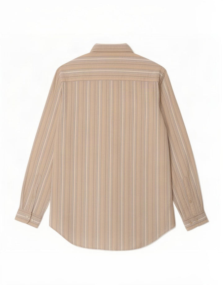 Marlboro Classics Mens Shirt Large Beige Striped Polyethylene