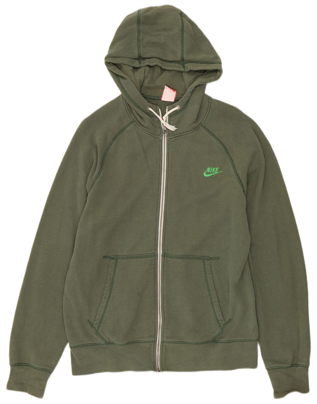 Nike Mens Zip Hoodie Sweater Medium Khaki Cotton