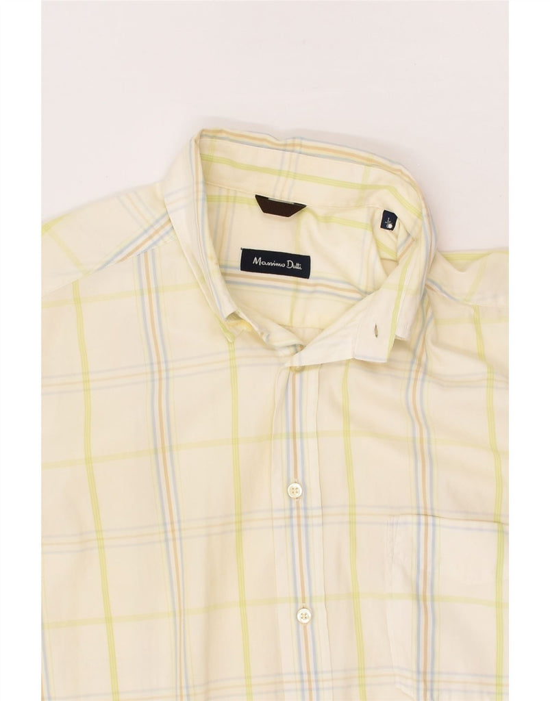 MASSIMO DUTTI Mens Short Sleeve Shirt Large Yellow Check Cotton | Vintage Massimo Dutti | Thrift | Second-Hand Massimo Dutti | Used Clothing | Messina Hembry 