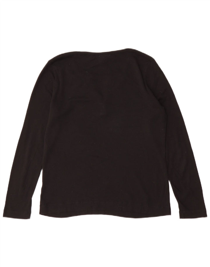 RALPH LAUREN Womens Top Long Sleeve UK 16 Large Black Cotton